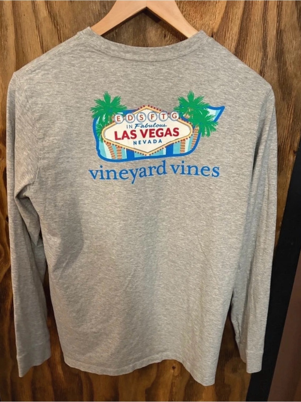 Vineyard Vines Gray Las Vegas Sign Long Sleeve Tee